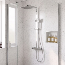 Delphi Cara Square Chrome Bar Mixer Shower Set with Fixed Head and Handset