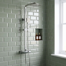 Delphi Chilton Thermostatic Bar Mixer Shower with Shower Kit + Fixed Shower Head - Chrome