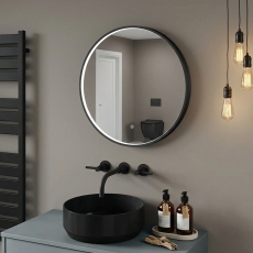 Delphi Compass Black Inset Framed LED Touch Sensor Bathroom Mirror 600mm x 600mm