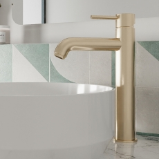 Delphi Corinthian Brushed Brass High Rise Tall Mono Basin Mixer Tap