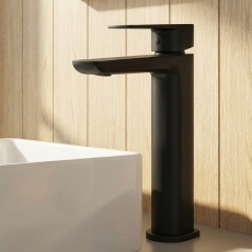 Delphi Dive Matt Black High Rise Tall Mono Basin Mixer Tap