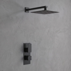 Delphi Edge Black Dual Concealed Shower Set with Fixed Head