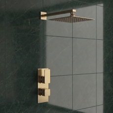 Delphi Edge Brushed Brass Dual Concealed Shower Set with Fixed Head