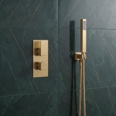 Delphi Edge Brushed Brass Dual Concealed Shower Set with Handset and Bracket