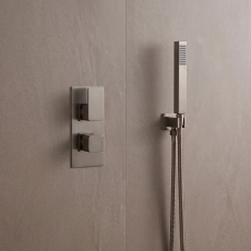 Delphi Edge Brushed Pewter Dual Concealed Shower Set with Handset and Bracket