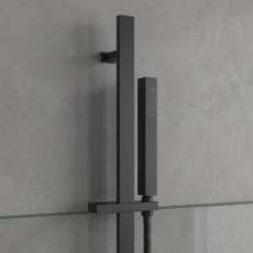 Delphi Square Pencil Matt Black Slider Rail Shower Kit (inc Outlet Elbow)