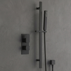 Delphi Edge Matt Black Dual Concealed Shower Set with Slide Rail Kit