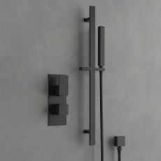 Delphi Edge Matt Black Dual Concealed Shower Set with Slide Rail Kit