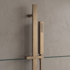 Delphi Square Pencil Brushed Bronze Slider Rail Shower Kit (inc Outlet Elbow)