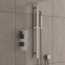 Delphi Edge Brushed Pewter Dual Concealed Shower Set with Slide Rail Kit