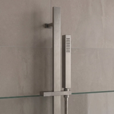 Delphi Square Pencil Brushed Pewter Slider Rail Shower Kit (inc Outlet Elbow)