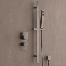 Delphi Edge Brushed Pewter Dual Concealed Shower Set with Slide Rail Kit