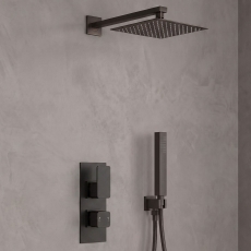 Delphi Edge Black Dual Concealed Shower Set with Fixed Head and Handset