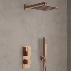 Delphi Edge Brushed Bronze Dual Concealed Shower Set with Fixed Head and Handset