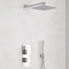 Delphi Edge Chrome Dual Concealed Shower Set with Fixed Head and Handset