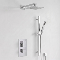 Delphi Edge Chrome Dual Concealed Shower Set with Fixed Head and Slide Rail Kit