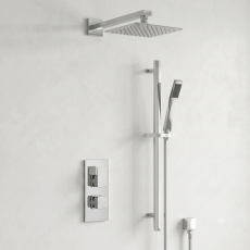 Delphi Edge Chrome Dual Concealed Shower Set with Fixed Head and Slide Rail Kit