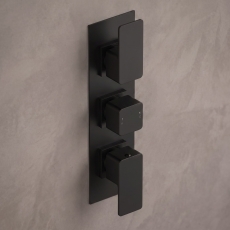 Delphi Edge Matt Black 2-Outlet Triple Concealed Shower Valve