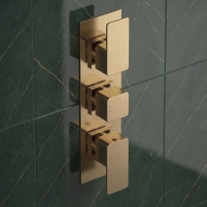 Delphi Edge Brushed Brass 2-Outlet Triple Concealed Shower Valve