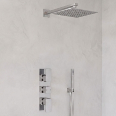 Delphi Edge Chrome Triple Concealed Shower Set with Fixed Head and Handset