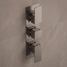 Delphi Edge Brushed Pewter 2-Outlet Triple Concealed Shower Valve