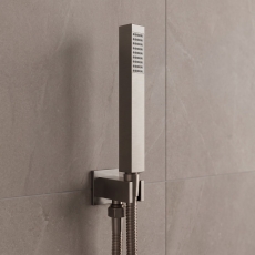 Delphi Square Pencil Brushed Pewter Shower Handset (inc Bracket and Hose)