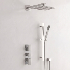 Delphi Edge Chrome Triple Concealed Shower Set with Fixed Head and Slide Rail Kit