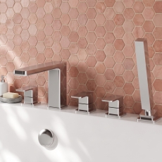 Delphi Edge Chrome 5-Hole Pillar Mounted Bath Shower Mixer Tap