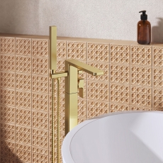Delphi Edge Brushed Brass Freestanding Bath Shower Mixer Tap (inc Kit)
