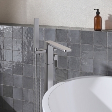 Delphi Edge Brushed Pewter Freestanding Bath Shower Mixer Tap (inc Kit)