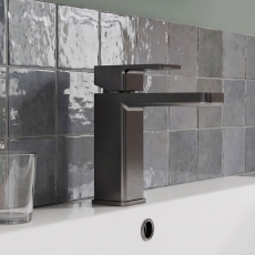 Delphi Edge Brushed Pewter Mono Basin Mixer Tap (inc Press Top Waste)