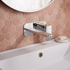 Delphi Edge Chrome 2-Hole Wall Mounted Basin Mixer Tap (inc Backplate)