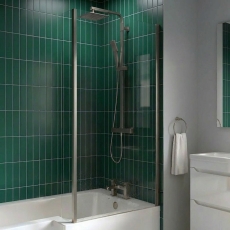 Delphi Elements Gun Metal Fixed L-Shaped Shower Bath Screen 1400mm x 815mm