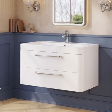 Delphi Envoy 800mm 2-Drawer Wall Hung Vanity Unit (inc Basin)