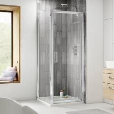 Delphi Expressions Chrome Pivot Door Square Shower Enclosure - 6mm Glass