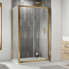 Delphi Expressions Brushed Brass Sliding Door Rectangular Shower Enclosure (inc Tray)