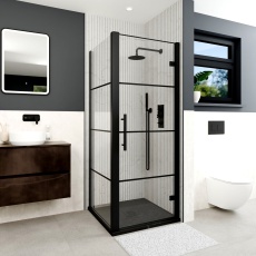 Delphi Factor Matt Black 8mm Hinged Door Shower Enclosure
