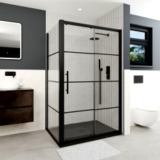 Delphi Factor Matt Black 8mm Sliding Door Shower Enclosure