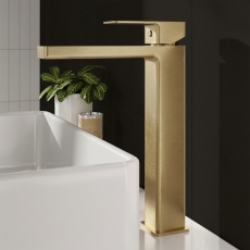 Delphi Fathom Brushed Brass High Rise Tall Mono Basin Mixer Tap