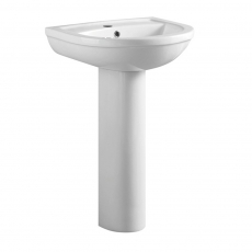 Delphi Fluid Basin and Full Pedestal 500mm Wide - 1 Tap Hole