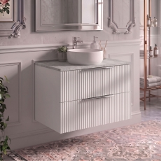 Delphi Focus 800mm 2-Drawer Wall Hung Premium Fluted Countertop Vanity Unit