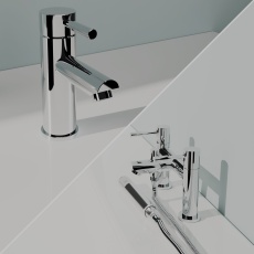 Delphi Fresh Chrome Basin Mixer and Bath Shower Mixer Tap Set (inc Shower Kit and Press Top Waste)