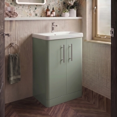 Delphi Glade 600mm 2-Door Floor Standing Cloakroom Vanity Unit (inc Basin)