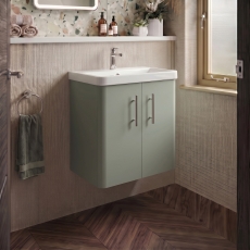 Delphi Glade 600mm 2-Door Wall Hung Cloakroom Vanity Unit (inc Basin)