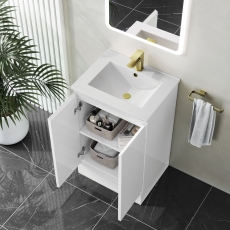Delphi AquaGuard Floor Standing 2-Door Vanity Unit with Basin 500mm Wide - White