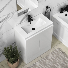 Delphi AquaGuard Floor Standing 2-Door Vanity Unit with Basin 600mm Wide - White