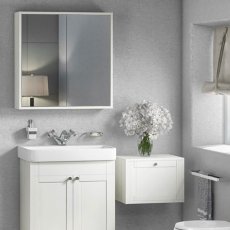 Delphi Henbury 2-Door Mirrored Bathroom Cabinet 800mm H x 800mm W - Country White
