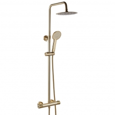 Delphi Henley Thermostatic Bar Mixer Shower with Fixed Head and Shower Kit - Brushed Brass