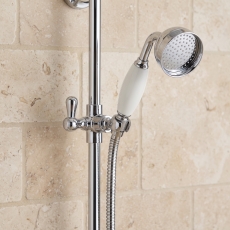 Delphi Traditional Chrome/White Slider Rail Shower Kit (inc Outlet Elbow)