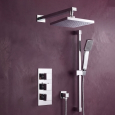 Delphi Holbrook Thermostatic Triple Concealed Mixer Shower with Shower Kit + Fixed Shower Head - Chrome